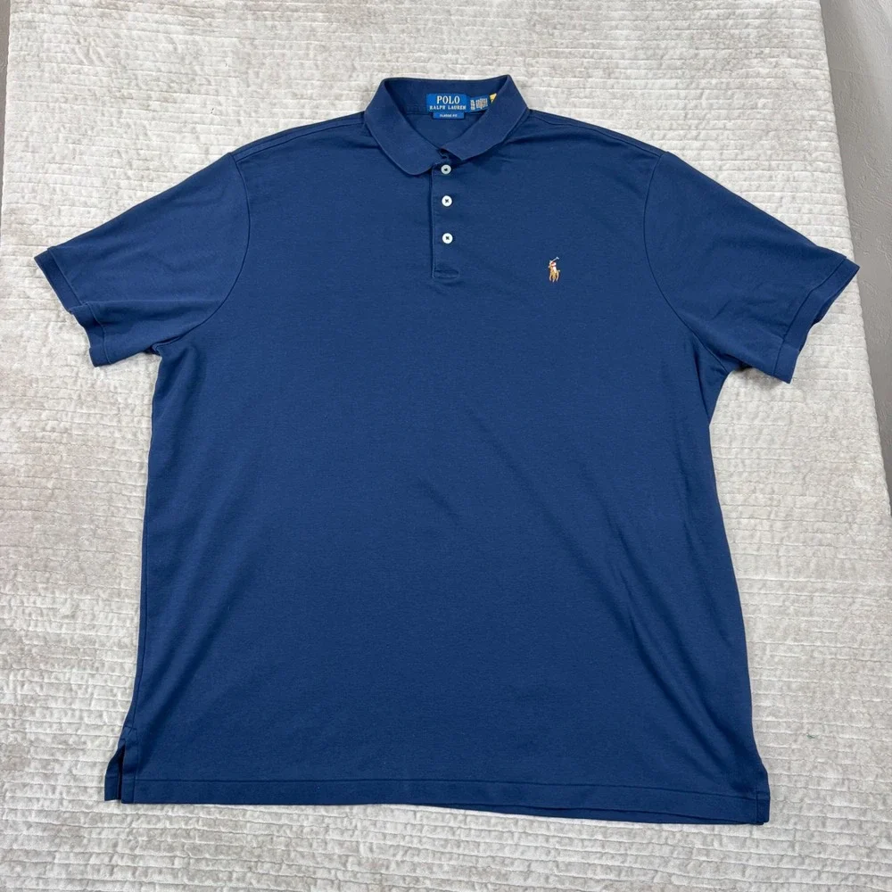 Polo Ralph Lauren Mens XL Classic Fit Navy Blue Cotton Short Sleeve Polo Shirt